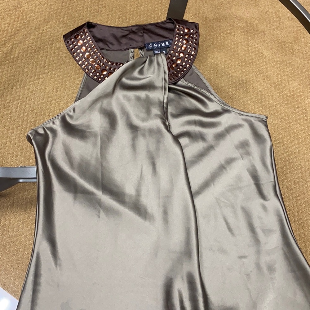Green, brown, gold tank top